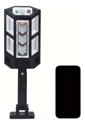 Lampara Solar Exterior Led Con Sensor De Movimiento 3 Modos Negro