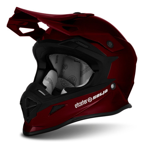 Capacete Etceter Moto Cross Solid Para Trilha Masculino Cor Vermelho Tamanho do capacete 56