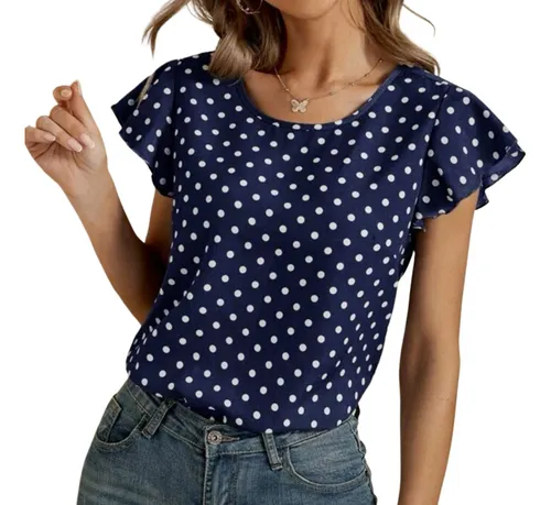 Blusa Azul De Lunares MercadoLibre