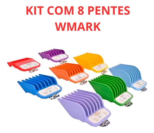 Kit Pente De Máquina Do 1 Ao 8 Wmark Cores Variadas