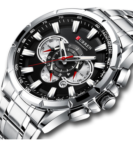 Reloj Con Esfera Negra Plateada Curren 8363 Para Hombre Homb