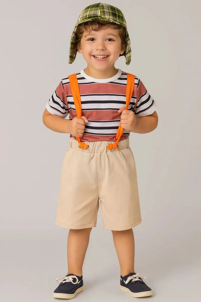 Conjunto Bem Vestir Menino Infantil Fantasia Chaves Branco