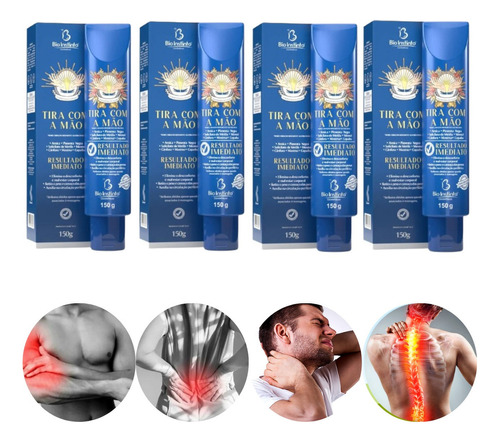  Creme Tira Com A Mão 4un Ação Instantânea Contra Dores Fragrância Extra-forte