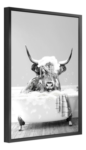 Jenesaisquoi Highland Cow Decoración De Baño, Marco De Lienz