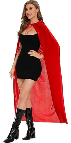 Capa De Terciopelo Capucha Capa Halloween Larga Para Adulto