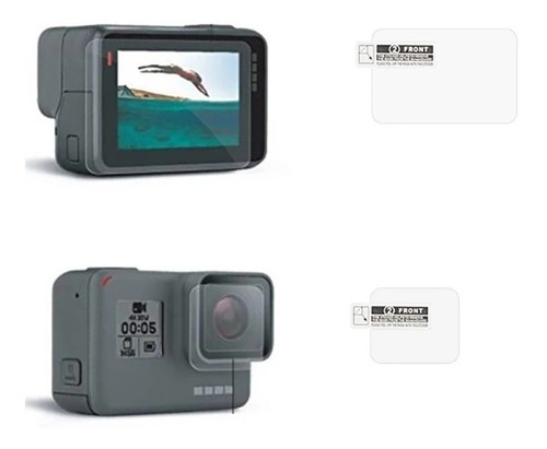 Imagem 5 de 8 de 2 Película Proteção Lente E Tela Lcd Gopro Hero 5 6 Black