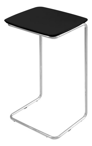 Mesa Ultraflex Lateral Aproximação Sofá Preta Base Cromada Cor Tampo Preto Base Cromada
