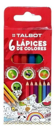 Lapices Colores Talbot Eco X 6 Cortos Libreria Latina 4449