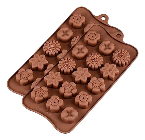 X2 Moldes De Chocolate Moldes Chocolate Silicona 5 Flores N1