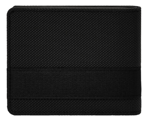 Cartera Plegable Hombre Fossil Rowan De Nylon/sint Negro Diseño de la tela Liso