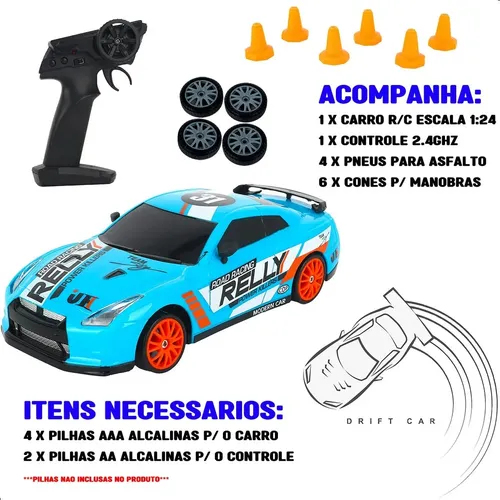 Carro De Corrida De Controle Remoto Driftx Azul - Br2416