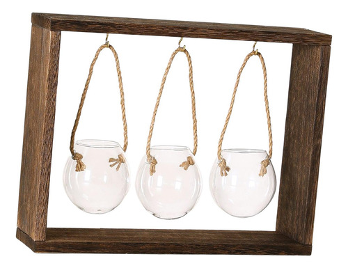 Florero De Vidrio Para Flores Soporte De Madera Moderno Para