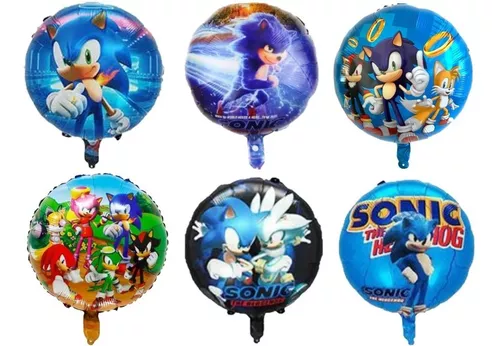 Pack 6 Globos Metalizados Sonic Redondos 45 Cms