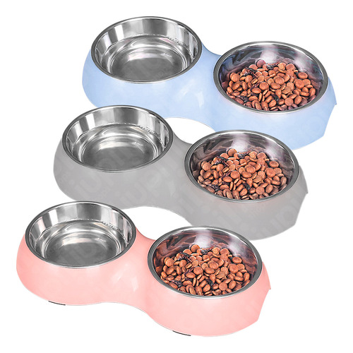 Comedero Doble Bowl Bebedero Perros Gatos