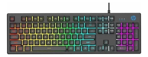 Teclado Gamer Hp K500f Qwerty Inglés Us Color Negro Con Luz Rgb