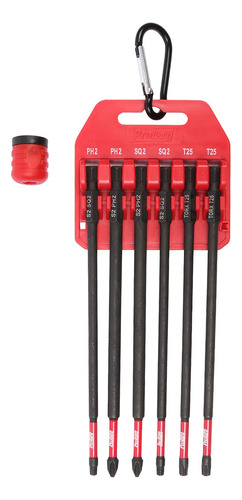 Protorq Juego De Brocas De Impacto Largo, Ph2 Sq2 T25, 6 Pul