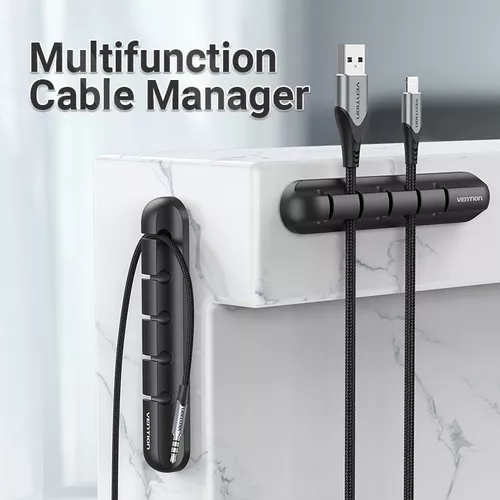 Organizador Soporte Vention Sujetador Cables Escritorio 2pzs Color Negro