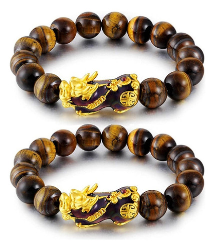 Pulsera Feng Shui Pi Xiu Suerte Riqueza Natural Ágata, 2 Uni