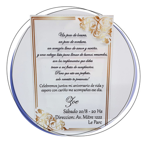 Tarjetas De Invitación Para Cumpleaños De Xv - En Acrílico