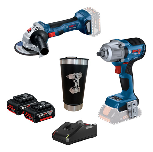 Combo Bosch 18v - Gws 18v-10 + Gds 18v-450 Pc Com Bateria
