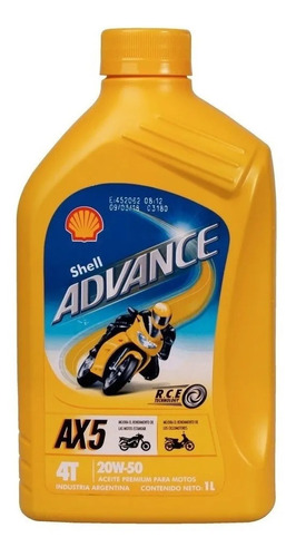 Aceite Shell 20w50 Ax5 4t Sl Jaso Ma Mineral Motos Coyote