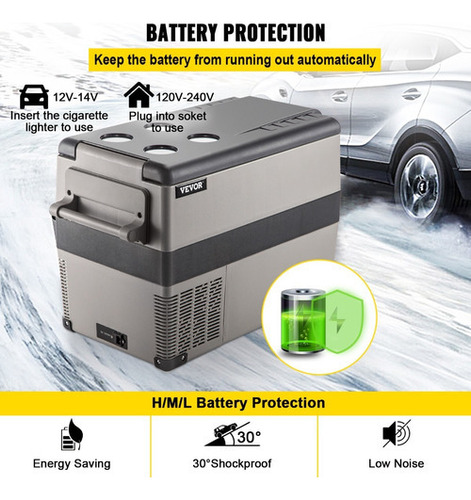 Vevor Refrigerador Portátil 45l Nevera Portátil Para Coche Color Gris