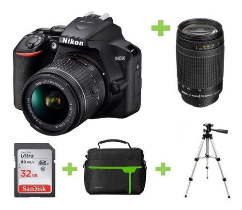 Camara Nikon D3500 18-55 +32gb+bolso+ Lente 70-300 +tripode 