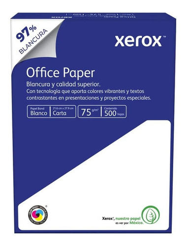 Paquete De 500 Hojas De Papel Blanco Tamaño Carta Xerox