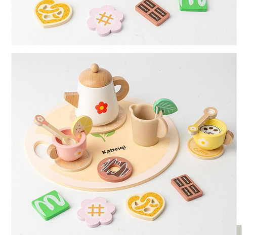 Mz Juego De Té De De Madera For Niños Pequeños, Juego Flor