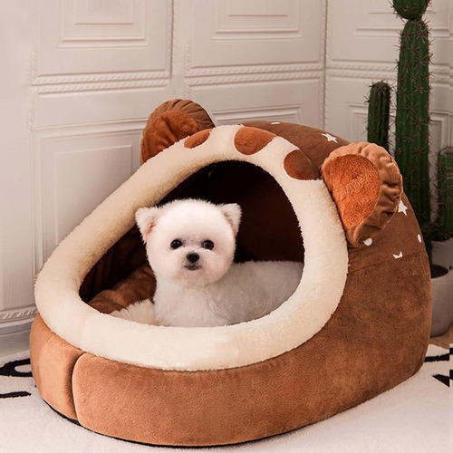 M K Cama Suave For Perro, Mascota, Invierno, Nido Marrón L