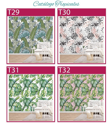 Imagen 3 de 10 de Vinilos Decorativos Pared Empapelado Tropical