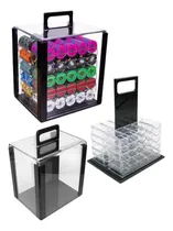 Comprar Porta 1000 Fichas Póker Acrílico + 10 Racks X 100 Fichas C\u002Fu