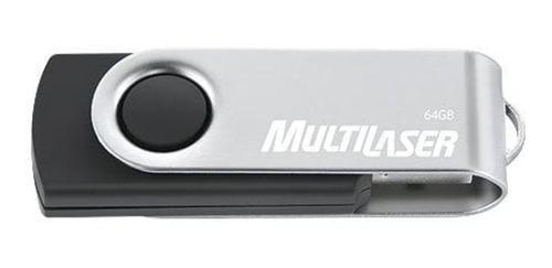 Pendrive Multilaser Twist PD590 64GB 2.0 preto e prateado
