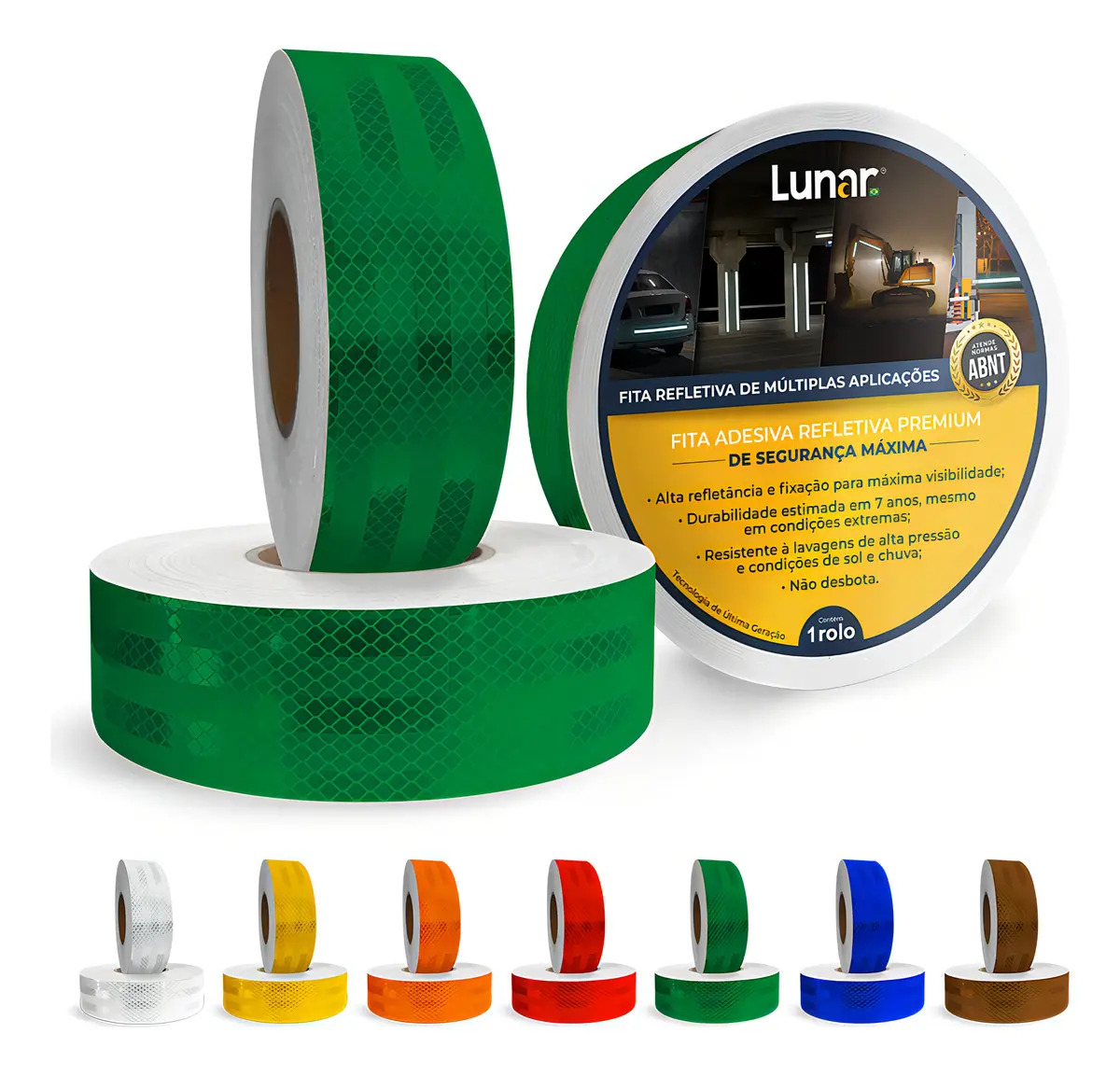 Fita Faixa Luminosa Refletiva Automotiva Decorativa 5cm X 2m Verde - Lunar Brasil