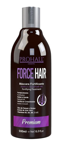Máscara De Crescimento Fortificante Force Hair Prohall 500ml