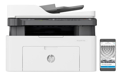 Impresora Multifuncion Hp M137fnw Laser M137 Ex M130 M1132 Color Blanca con gris