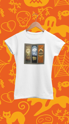 Polera Corte Mujer Elasticada Halloween Diseño Dulce O Truco