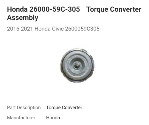Convertidor De Par O Turbina Honda Civic 2016-2021 1.5 T