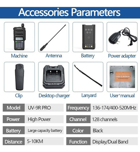 Radio Baofeng Uv-9r Pro Bidireccional Ip68 Impermeable V/uhf