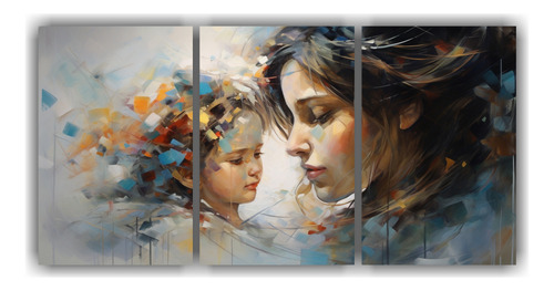 60x30cm Cuadro Pintura Abstracta Madre E Hija Multicolor