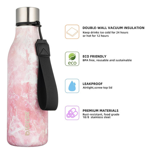 Insulated Bottles, 18oz Stainless Steel Metal Bottle Wi...