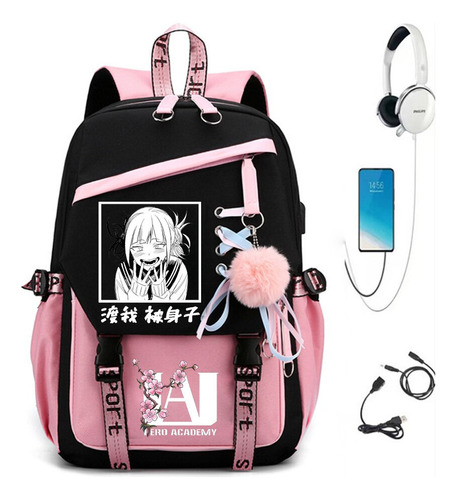 Himiko-mochila Escolar Con Puerto Usb Para Chica Morral Esc