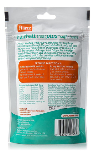 Hartz Hairball Remedy Plus Chicken Flavored Soft Chews For C