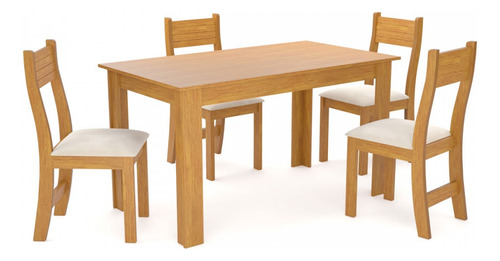Mesa de comedor Mara Mel/nude de 4 plazas, Viero, muebles de color marrón claro, cubierta marrón