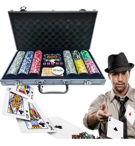 Jogo De Poker C/ Maleta Fichas Coloridas 300un