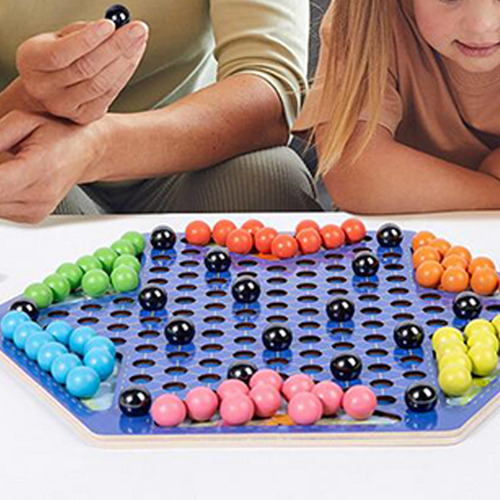 Wooden Chinese Checkers Magnetic Chess Game 2 In 1 For Kids
