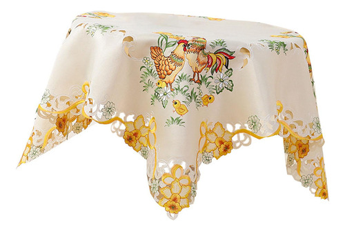 Mantel De Pascua Compatible Con Mesa Redonda Bordado 58x58cm