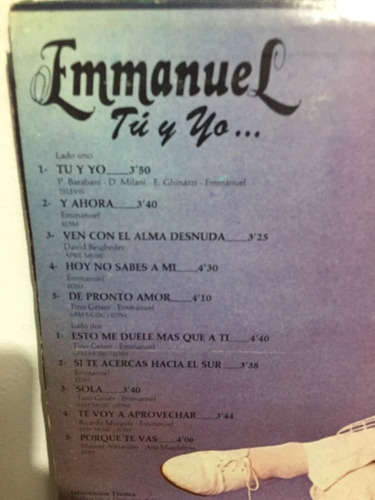 Emmanuel - Tu Y Yo - Vinyl 12 Lp (Usado)