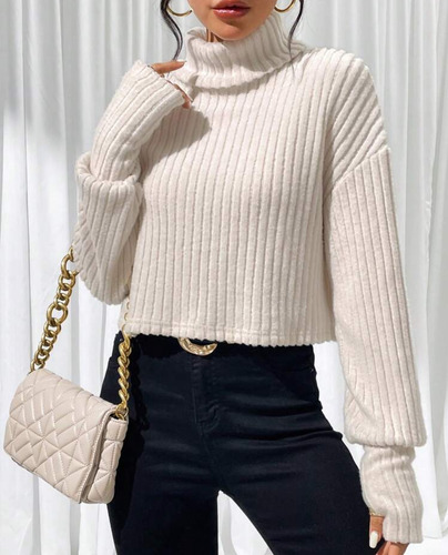 Sweater Cuello Alto Polera Shein Importado