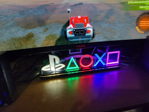 Abajur Luminária Led Playstation Gamer Xbox Símbolos 25cm